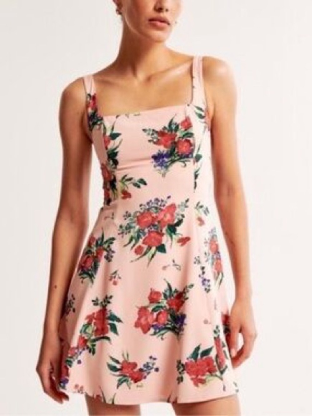 Abercrombie and Fitch Fit and Flare Pink-peach Floral Sleeveless mini Dress M
